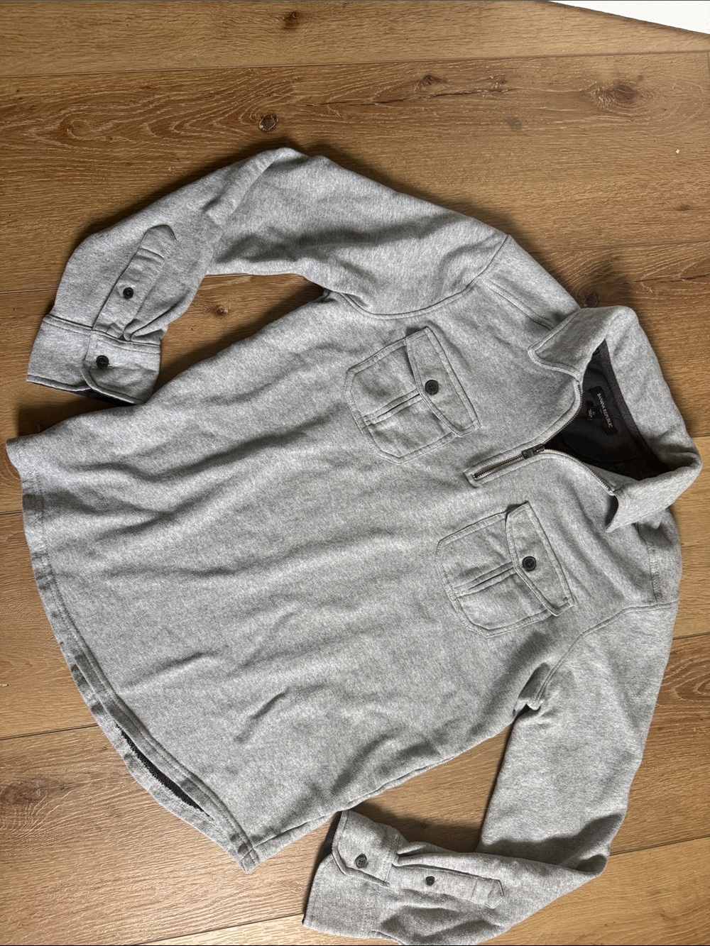Banana Republic Heather Gray Quarter-Zip Pullover Shirt